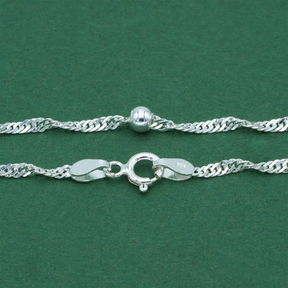 925 Sterling Silver Beaded Singapore Chain Bracelet
