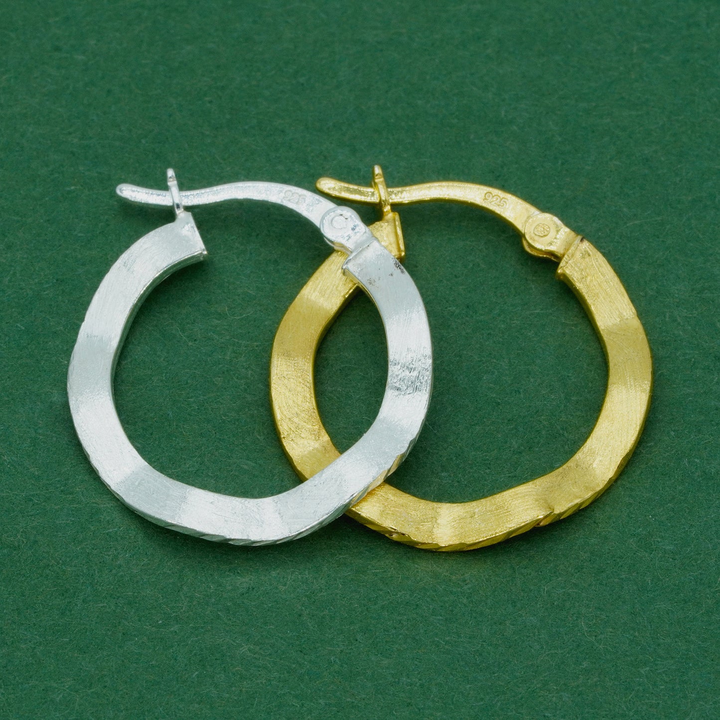 Vintage Effect Wavy Creole Hoop Earrings, 925 Sterling Silver or 18k Gold Plated Hoops, Textured Classic Earrings, Gift for Her