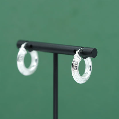 925 Sterling Silver Textured Hoop Earrings