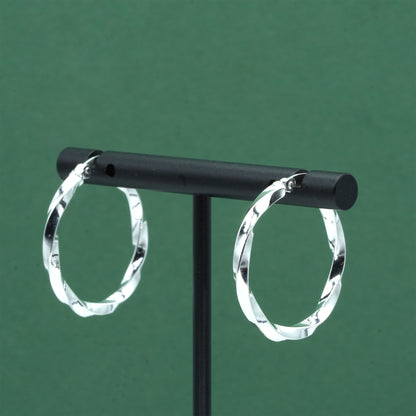 925 Sterling Silver Twisted Hoop Earrings