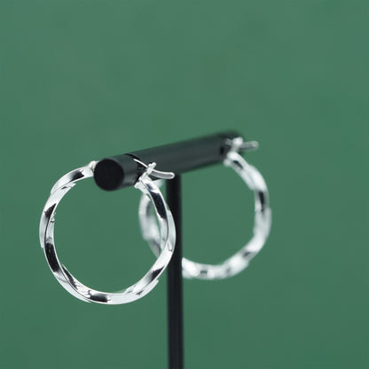 925 Sterling Silver Twisted Hoop Earrings