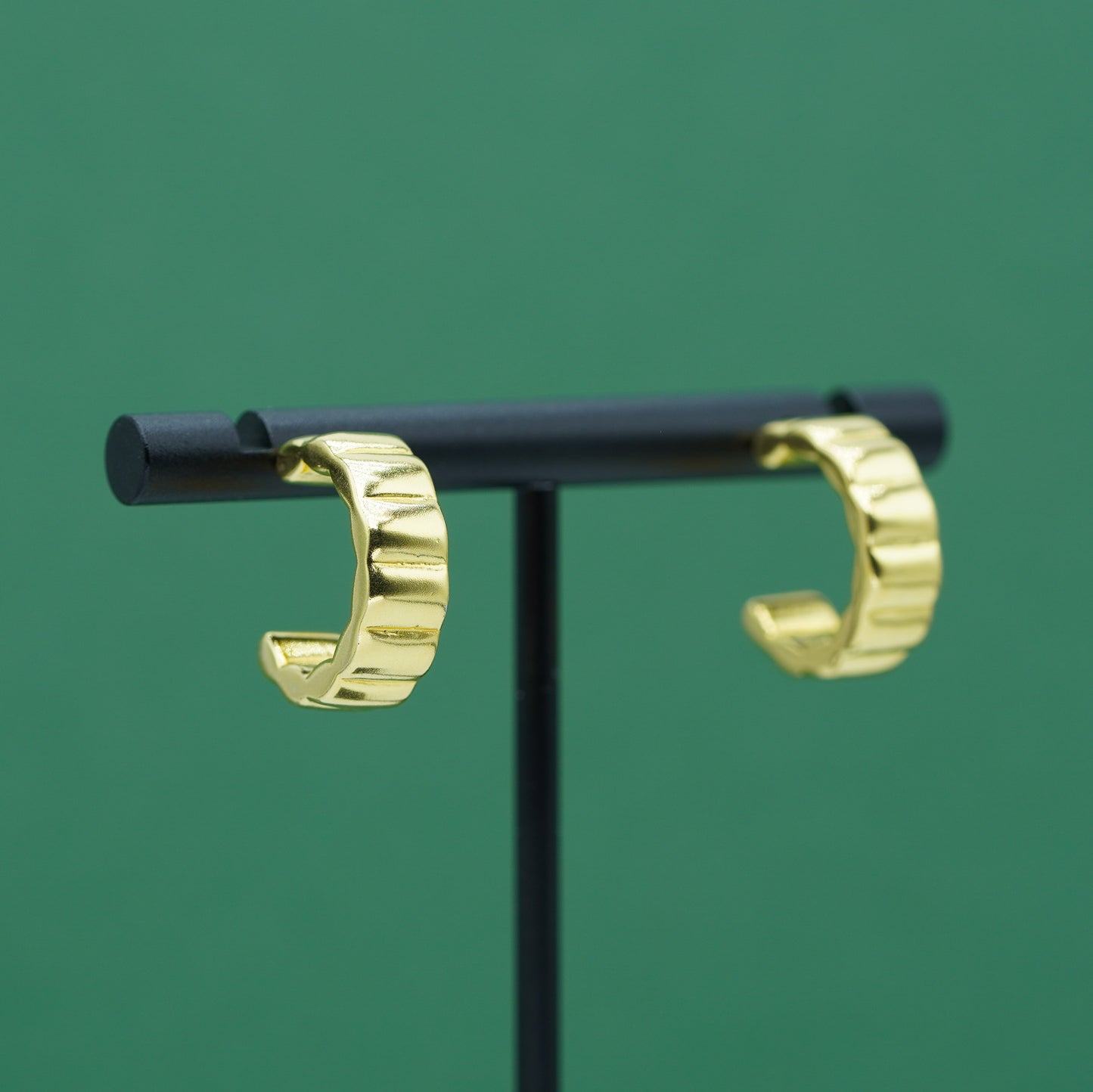 18k Flash Gold Plated Bubble Ridge Hoop Earrings, Textured Small Hoop Earrings, Everyday Gold Jewellery, Gift for Her