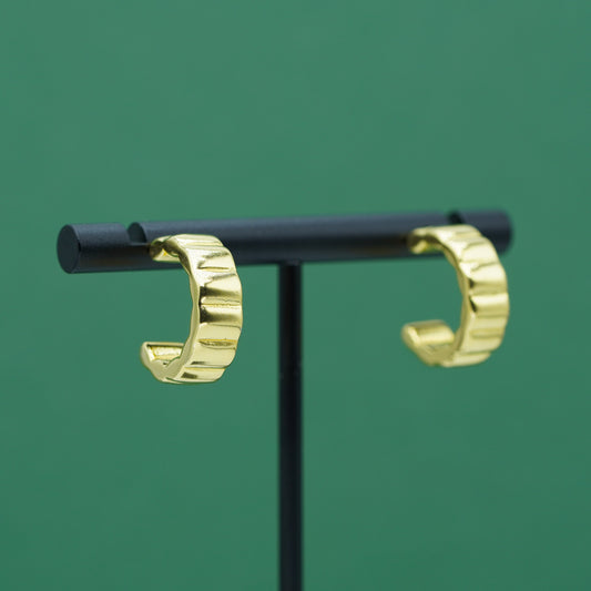 18k Flash Gold Plated Bubble Ridge Hoop Earrings, Textured Small Hoop Earrings, Everyday Gold Jewellery, Gift for Her