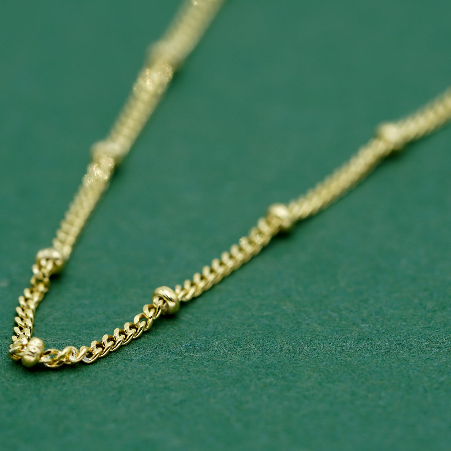 Gold Plated 1.2mm Satellite/Saturn/Beaded Curb Chain with 2mm Beads Chain Necklace