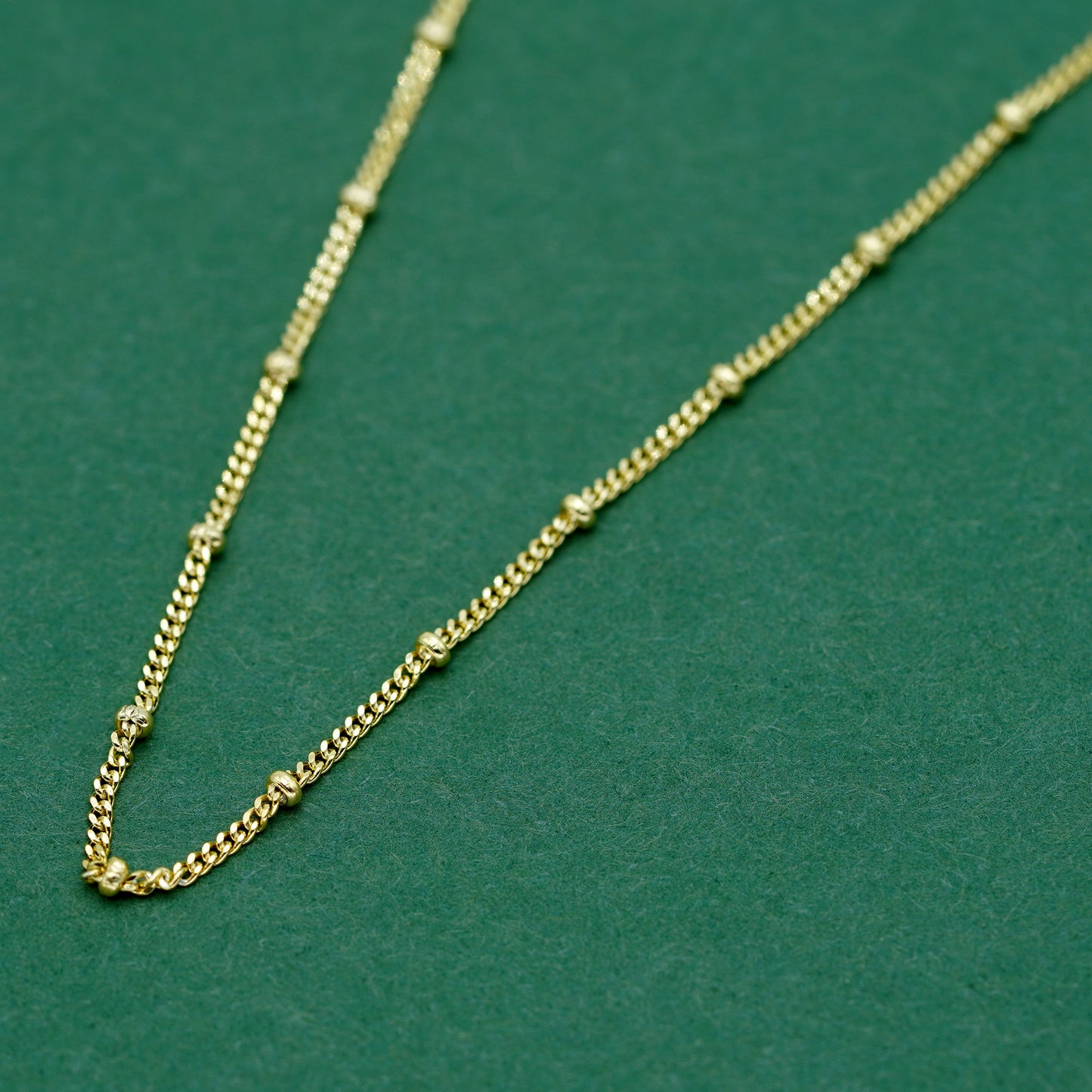 Gold Plated 1.2mm Satellite/Saturn/Beaded Curb Chain with 2mm Beads Chain Necklace