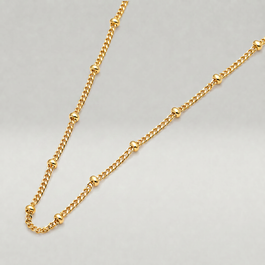 18k Flash Gold Plated Satellite Curb Chain Necklace