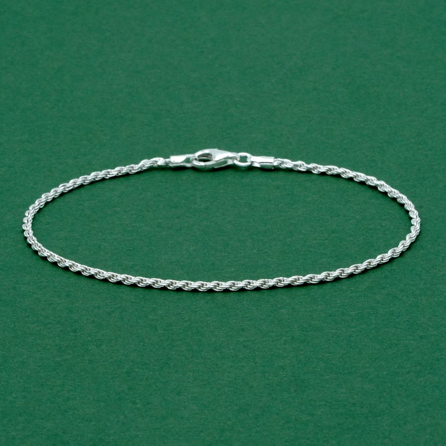 925 Sterling Silver 1.6mm Rope Chain Anklet, Thin Delicate Ankle Chain, Minimal Everyday Jewellery, Gift for Her