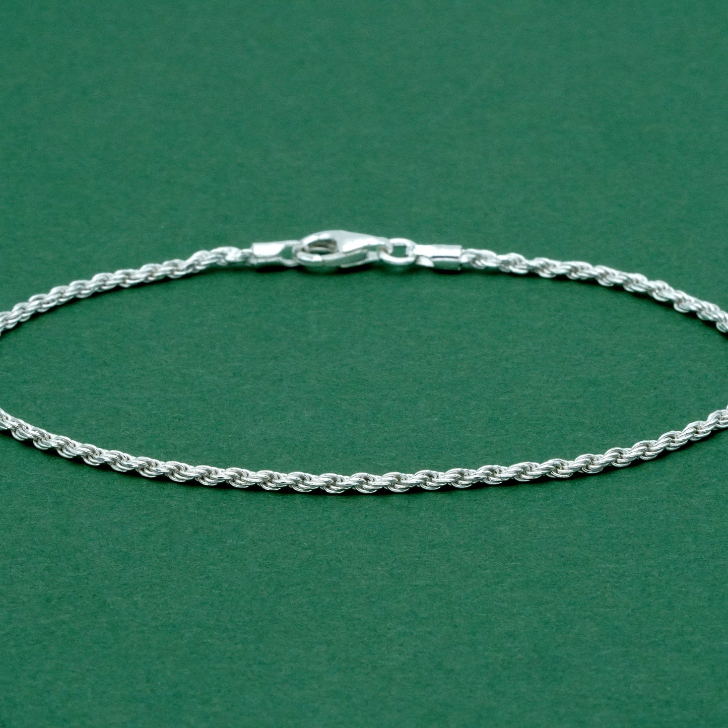 925 Sterling Silver 1.6mm Rope Chain Bracelet, Thin Delicate Chain Bracelet, Minimal Everyday Jewellery, Gift for Her