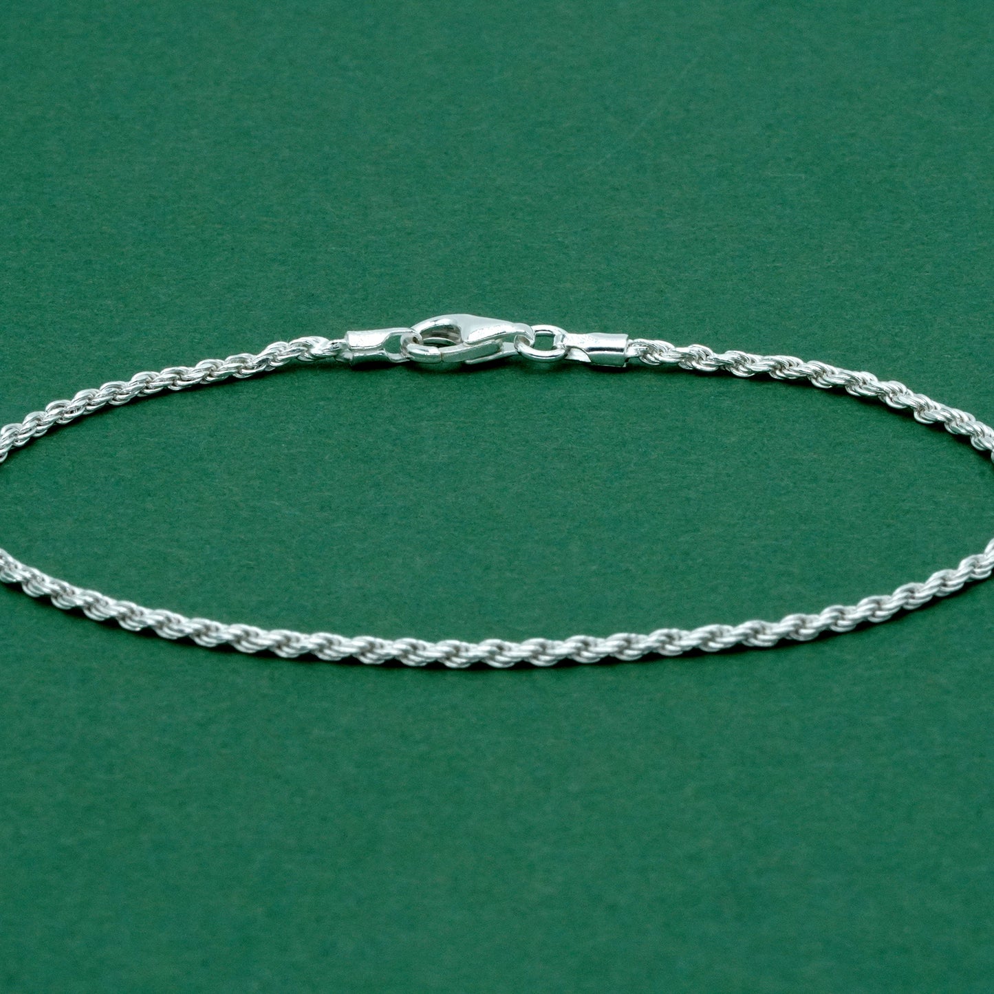 925 Sterling Silver 1.6mm Rope Chain Bracelet, Thin Delicate Chain Bracelet, Minimal Everyday Jewellery, Gift for Her
