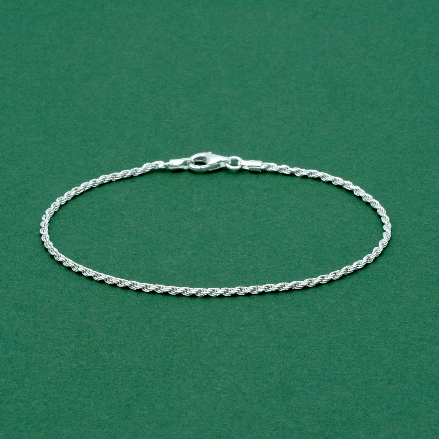 925 Sterling Silver 1.6mm Rope Chain Bracelet