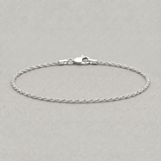 925 Sterling Silver 1.6mm Rope Chain Anklet