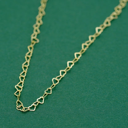 Gold Plated Sterling Silver Heart Chain Necklace