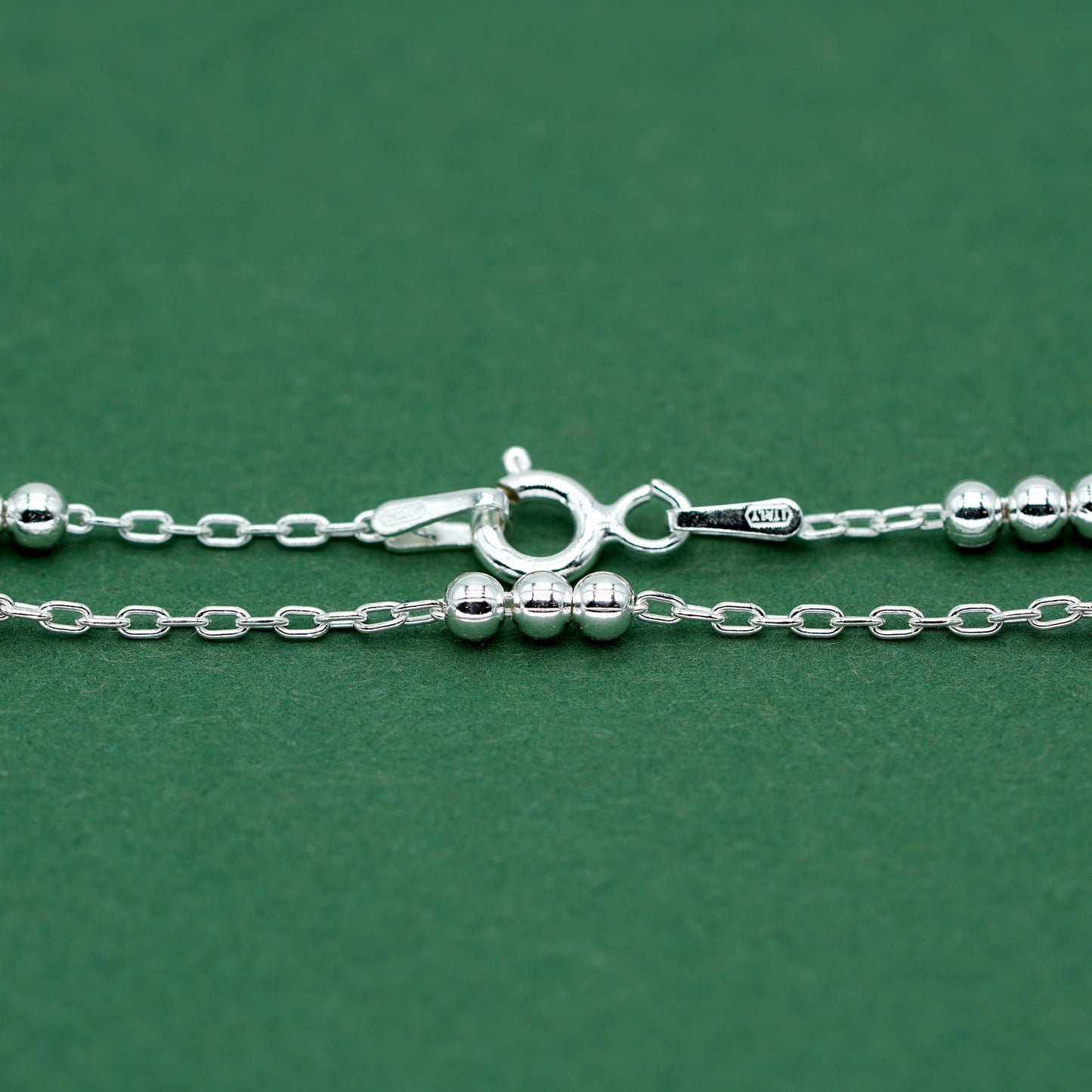 925 Sterling Silver Beaded Station Chain Necklace, Minimal Bead Necklace, Everyday Layering Necklace, Gift for Her