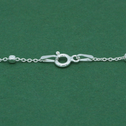 925 Sterling Silver Anchor Trace Beaded Cube Anklet, Minimal Satellite Chain Ankle Bracelet, Everyday Silver Jewellery, Gift for Her