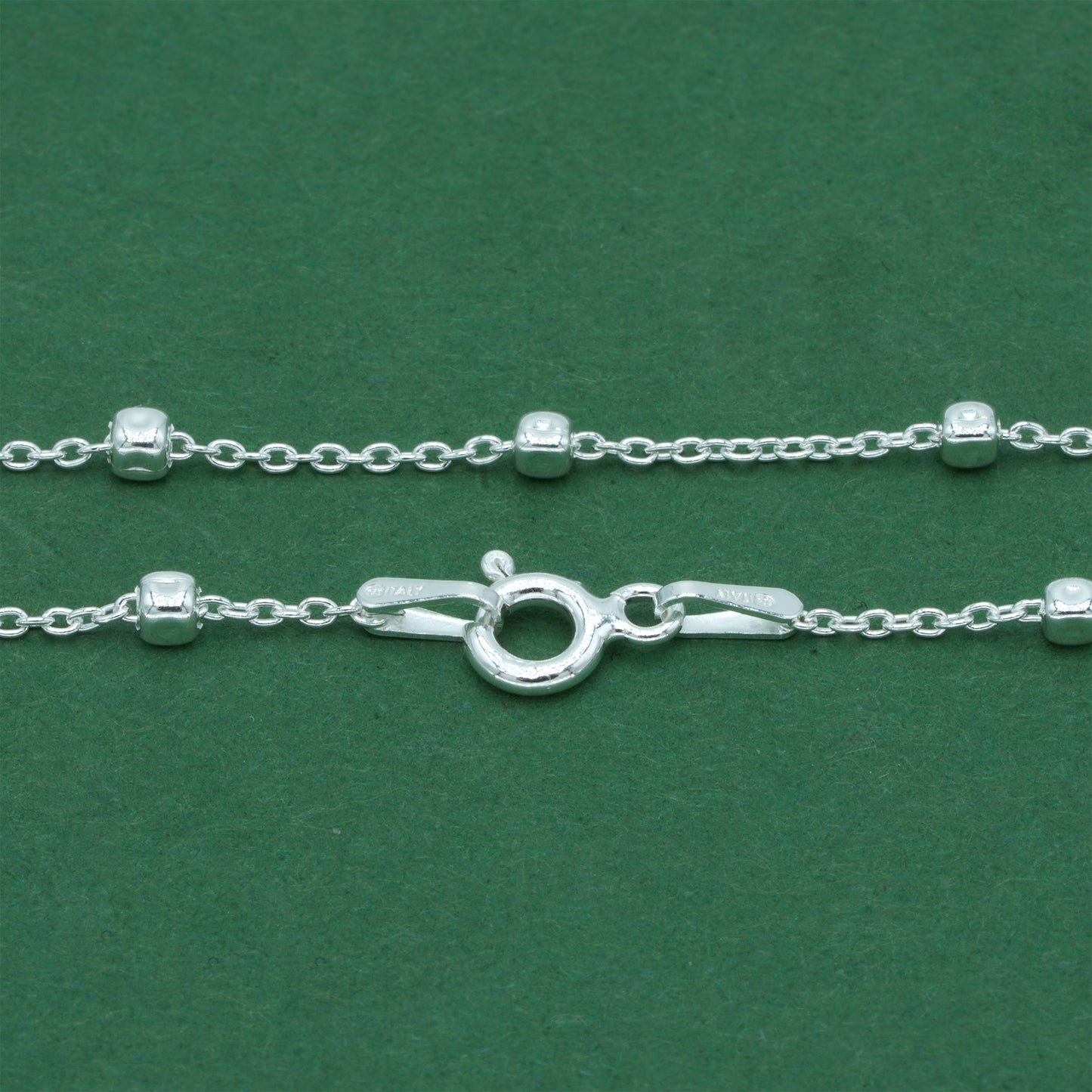 925 Sterling Silver Anchor Trace Beaded Cube Necklace, Minimal Satellite Chain Necklace, Everyday Silver Jewellery, Gift for Her