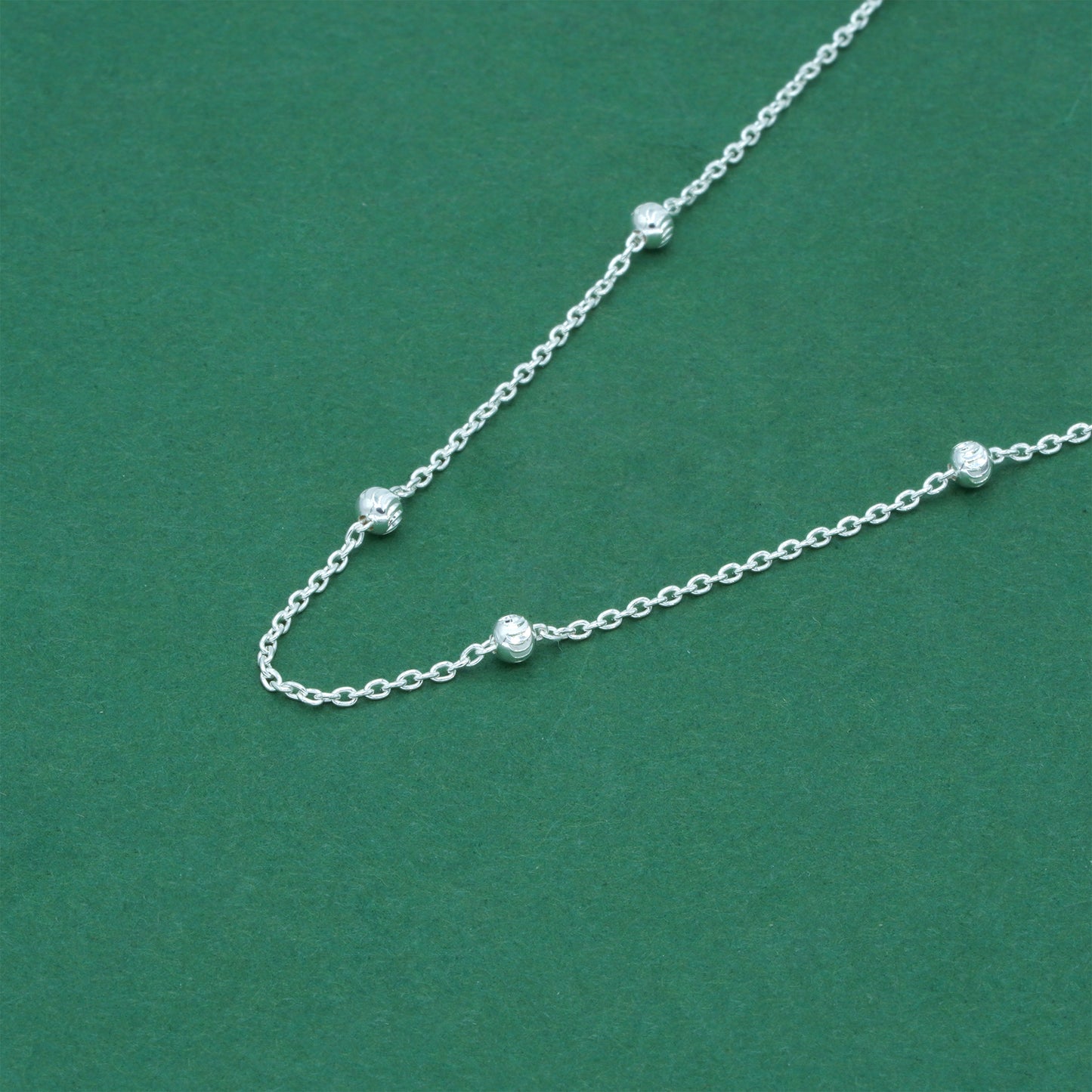 925 Sterling Silver Diamond Cut Beaded Necklace, Minimal Satellite Ball Chain Necklace, Everyday Silver Jewellery, Gift for Her