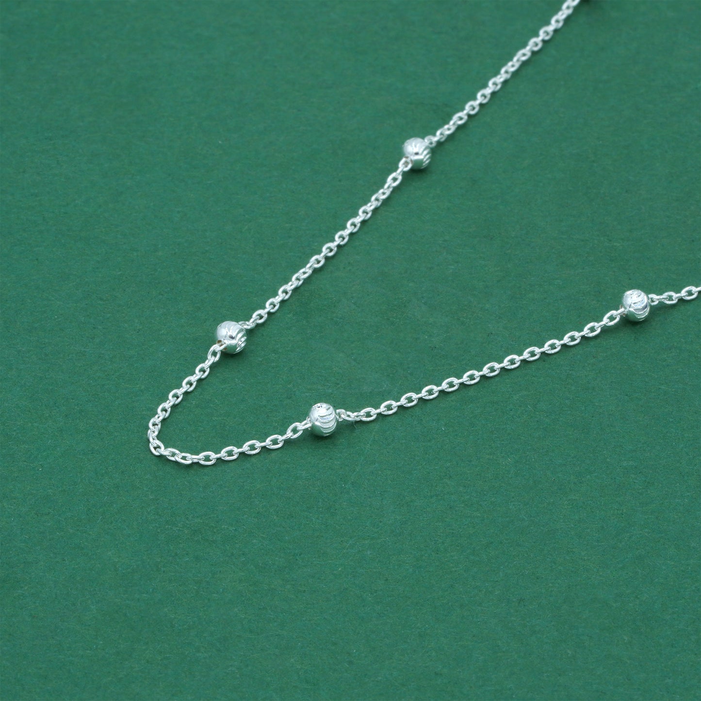 925 Sterling Silver Diamond Cut Beaded Necklace, Minimal Satellite Ball Chain Necklace, Everyday Silver Jewellery, Gift for Her