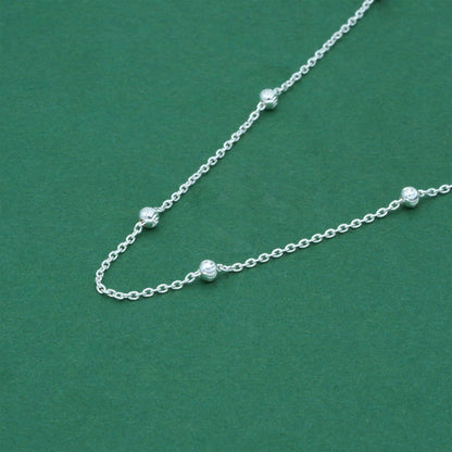 925 Sterling Silver Diamond Cut Beaded Necklace, Minimal Satellite Ball Chain Necklace, Everyday Silver Jewellery, Gift for Her