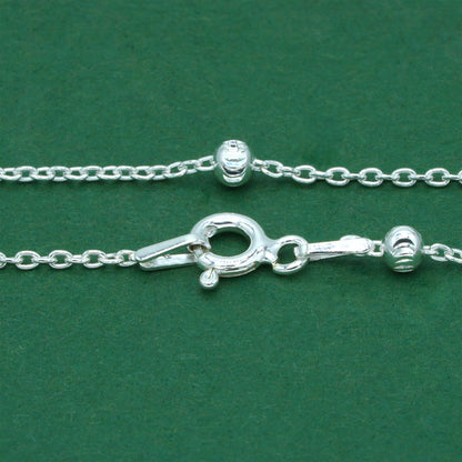 925 Sterling Silver Diamond Cut Beaded Necklace, Minimal Satellite Ball Chain Necklace, Everyday Silver Jewellery, Gift for Her