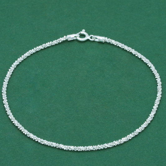 925 Sterling Silver Margherita Chain Bracelet, Delicate Sparkle Chain Bracelet, Minimal Everyday Silver Jewellery, Gift for Her