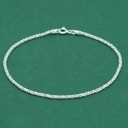 925 Sterling Silver Margherita Chain Bracelet, Delicate Sparkle Chain Bracelet, Minimal Everyday Silver Jewellery, Gift for Her
