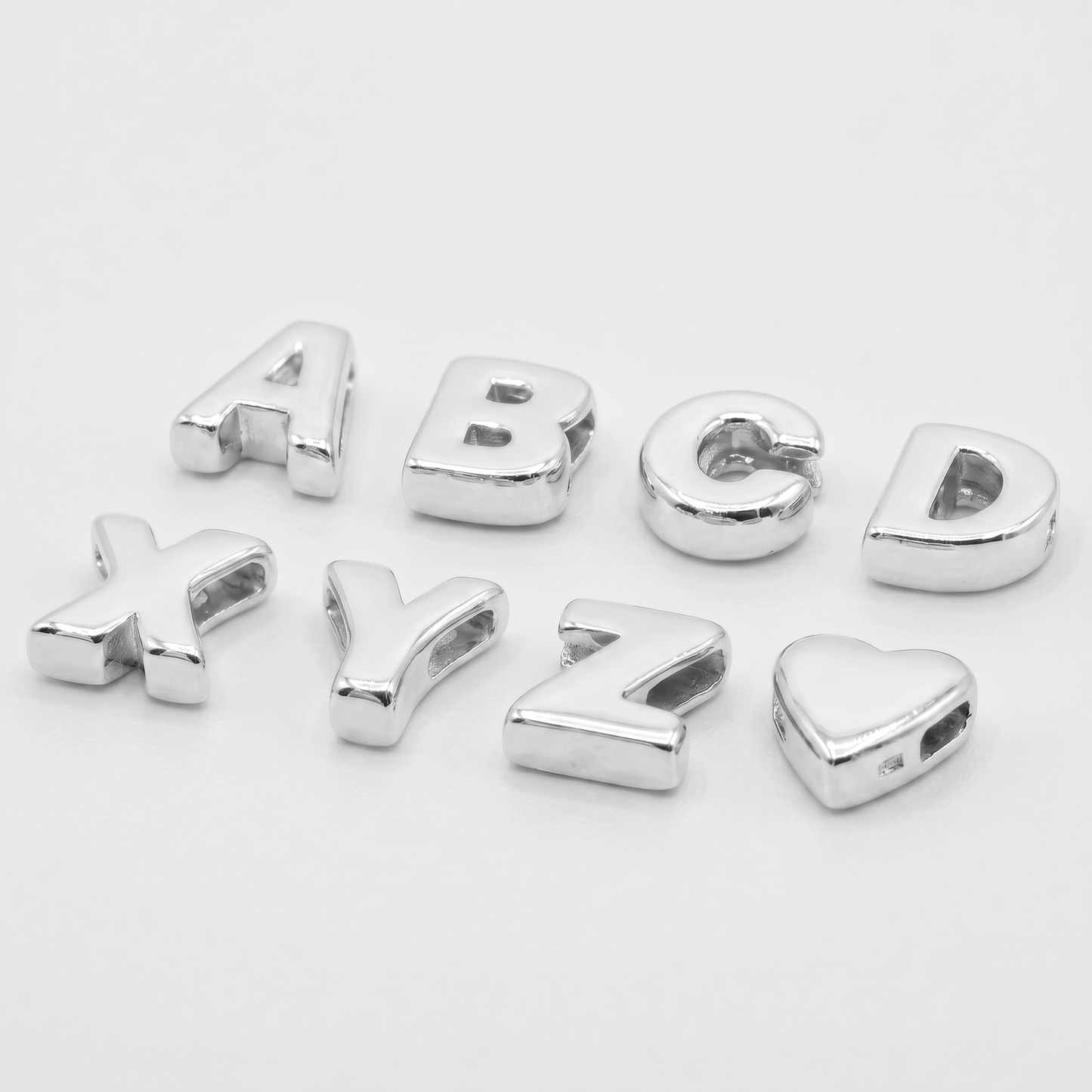 925 Sterling Silver Alphabet Letter Threader Bead Charm A - Z
