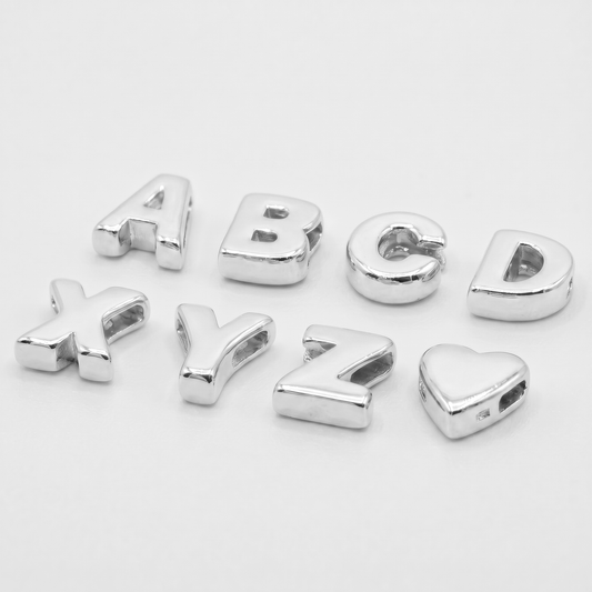 925 Sterling Silver Alphabet Letter Threader Bead Charm A - Z