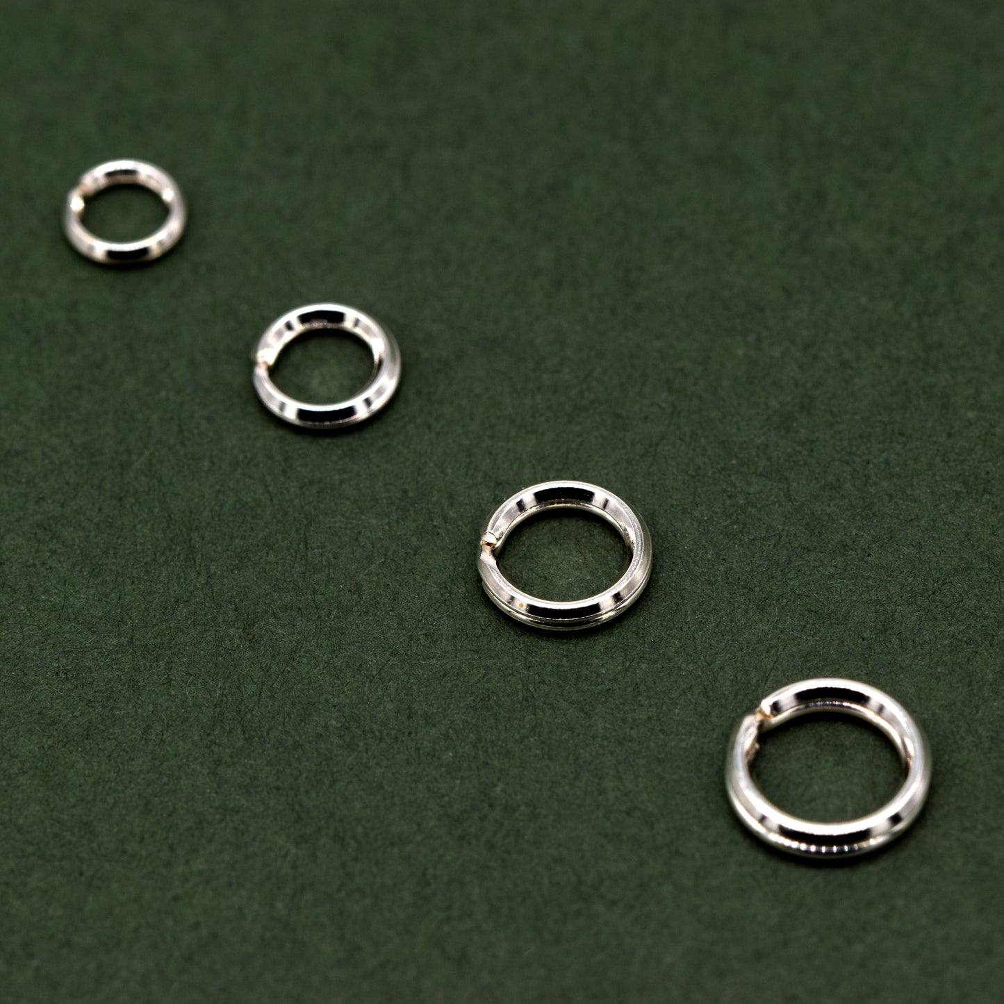 925 Sterling Silver Bevelled Split Rings For Charms 5mm, 6mm, 7mm, 8mm - Jewellery Making, Jewellery Findings