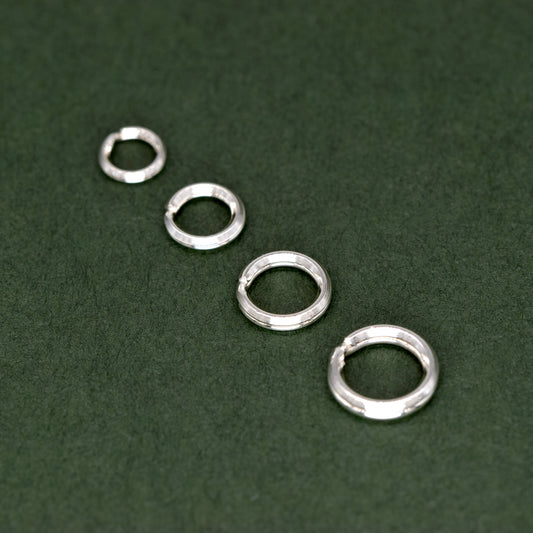 925 Sterling Silver Bevelled Split Rings For Charms 5mm, 6mm, 7mm, 8mm - Jewellery Making, Jewellery Findings