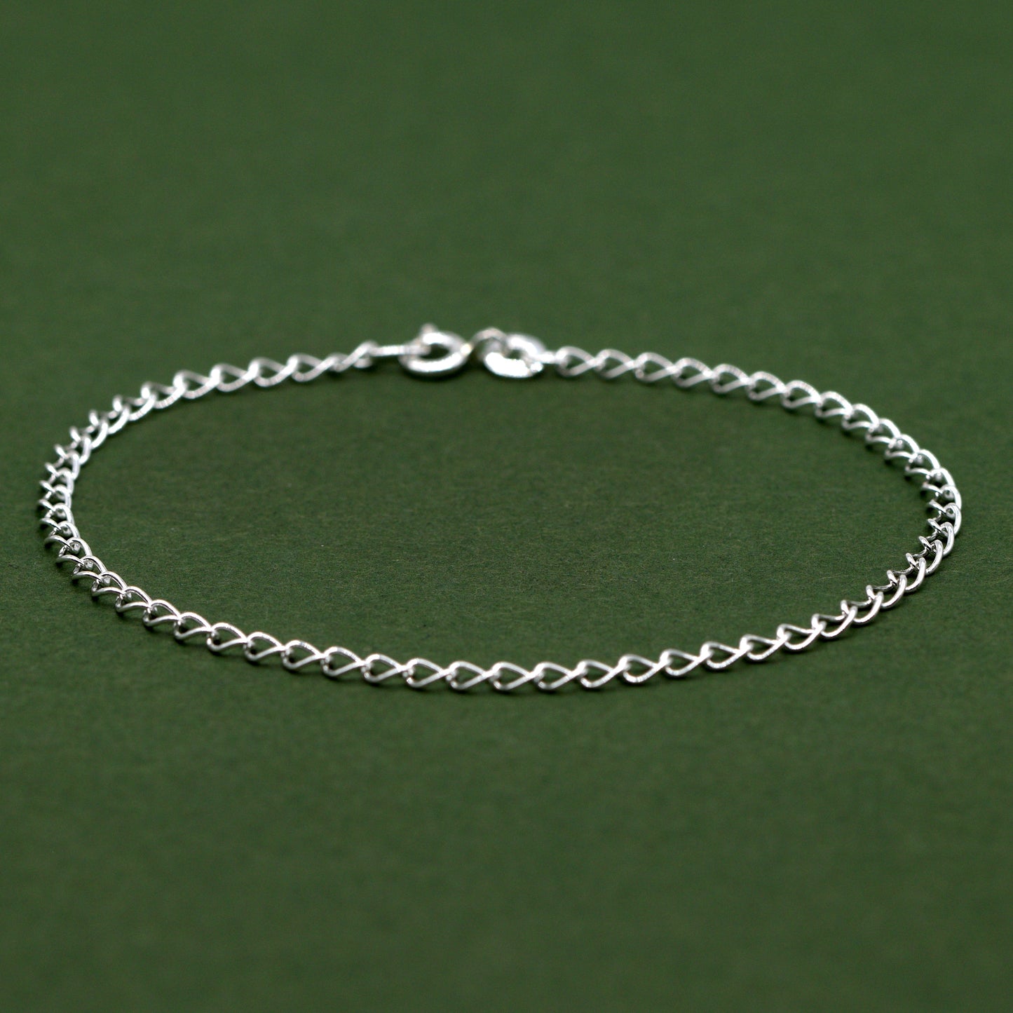 925 Sterling Silver 2.7mm Open Curb Chain Bracelet