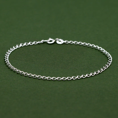 925 Sterling Silver 2.7mm Open Curb Chain Bracelet