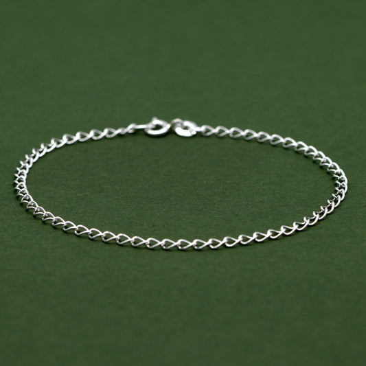 925 Sterling Silver 2.7mm Open Curb Chain Bracelet