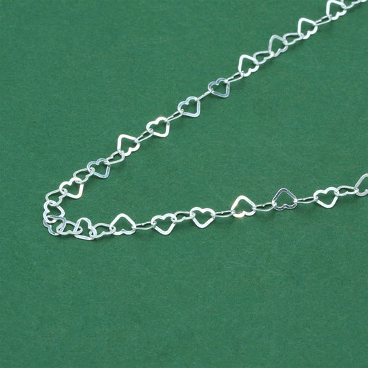 925 Sterling Silver 3.6mm Heart Link Chain Necklace