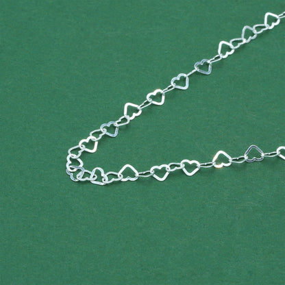 925 Sterling Silver 3.6mm Heart Link Chain Necklace
