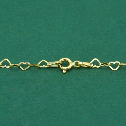 Gold Plated Sterling Silver 3.4mm Heart Chain Necklace