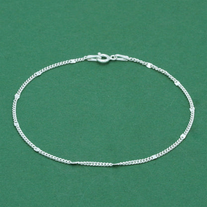 925 Sterling Silver Stamped Curb Chain Bracelet, Classic Textured Curb Link Bracelet, Minimal Everyday Jewellery