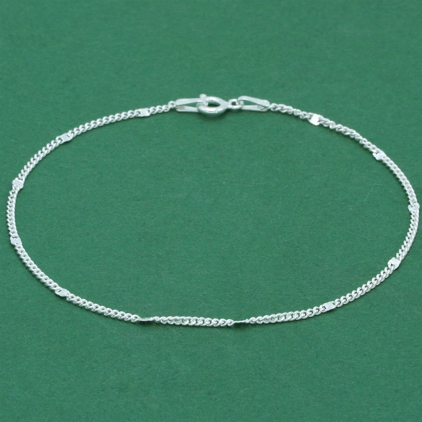 925 Sterling Silver Stamped Curb Chain Anklet, Classic Textured Curb Link Ankle Bracelet, Minimal Everyday Jewellery