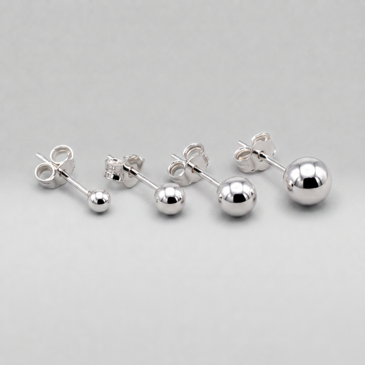 925 Sterling Silver Polished Studs/Earrings (3mm, 4mm, 5mm & 6mm)