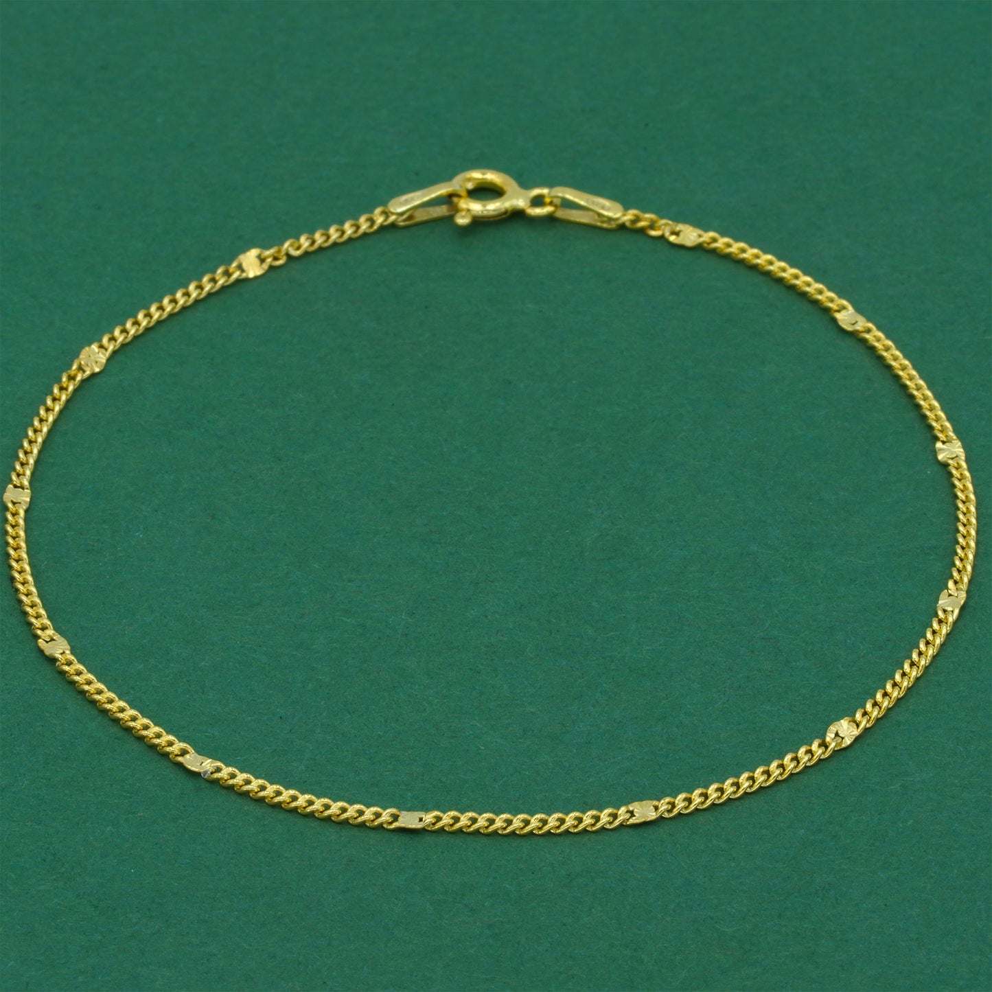 18k Gold Flash Plated Stamped Curb Chain Anklet, Classic Textured Curb Link Gold Ankle Bracelet, Minimal Everyday Jewellery