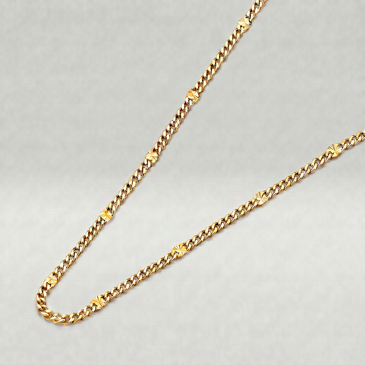 18k Gold Flash Plated Stamped Curb Chain Necklace