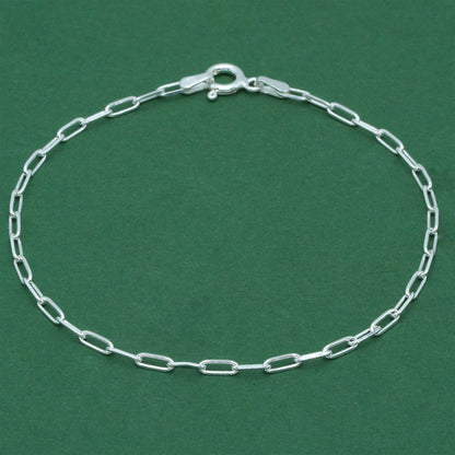 925 Sterling Silver Paperclip Chain Bracelet, Minimal Elongated Link Bracelet, Modern Everyday Jewellery