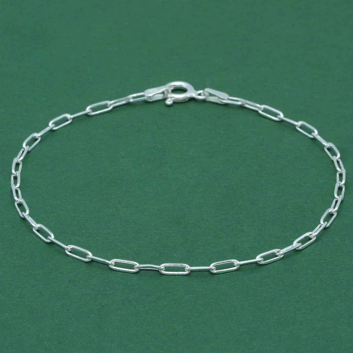 925 Sterling Silver Paperclip Chain Anklet, Minimal Elongated Link Ankle Bracelet, Modern Everyday Jewellery