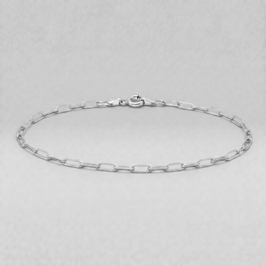 925 Sterling Silver Paperclip Chain Anklet