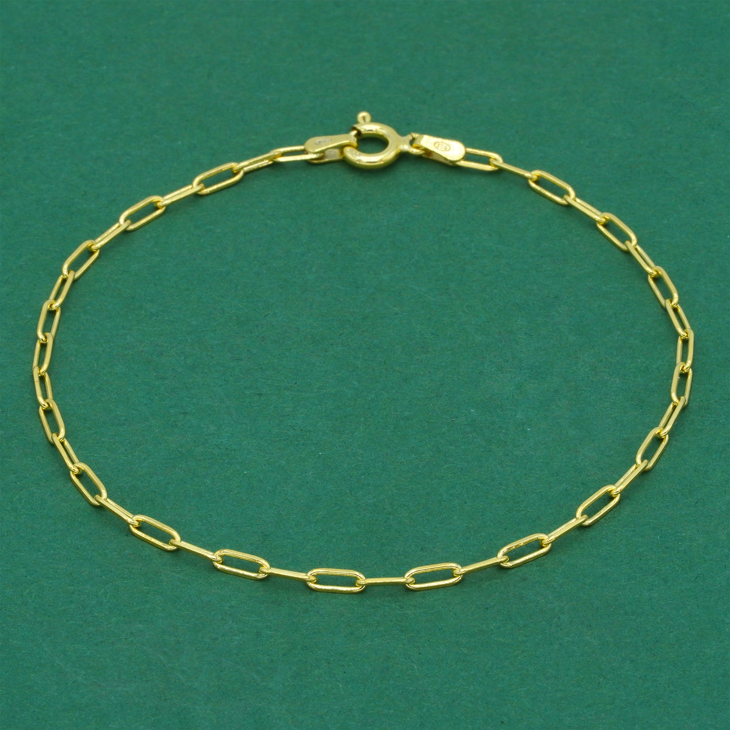 18k Gold Flash Plated Paperclip Chain Anklet, Minimal Elongated Link Gold Ankle Bracelet, Modern Everyday Jewellery