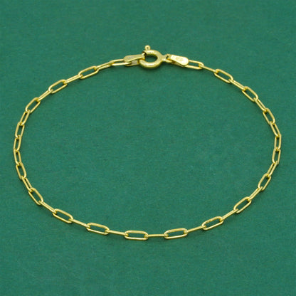 18k Gold Flash Plated Paperclip Chain Anklet, Minimal Elongated Link Gold Ankle Bracelet, Modern Everyday Jewellery