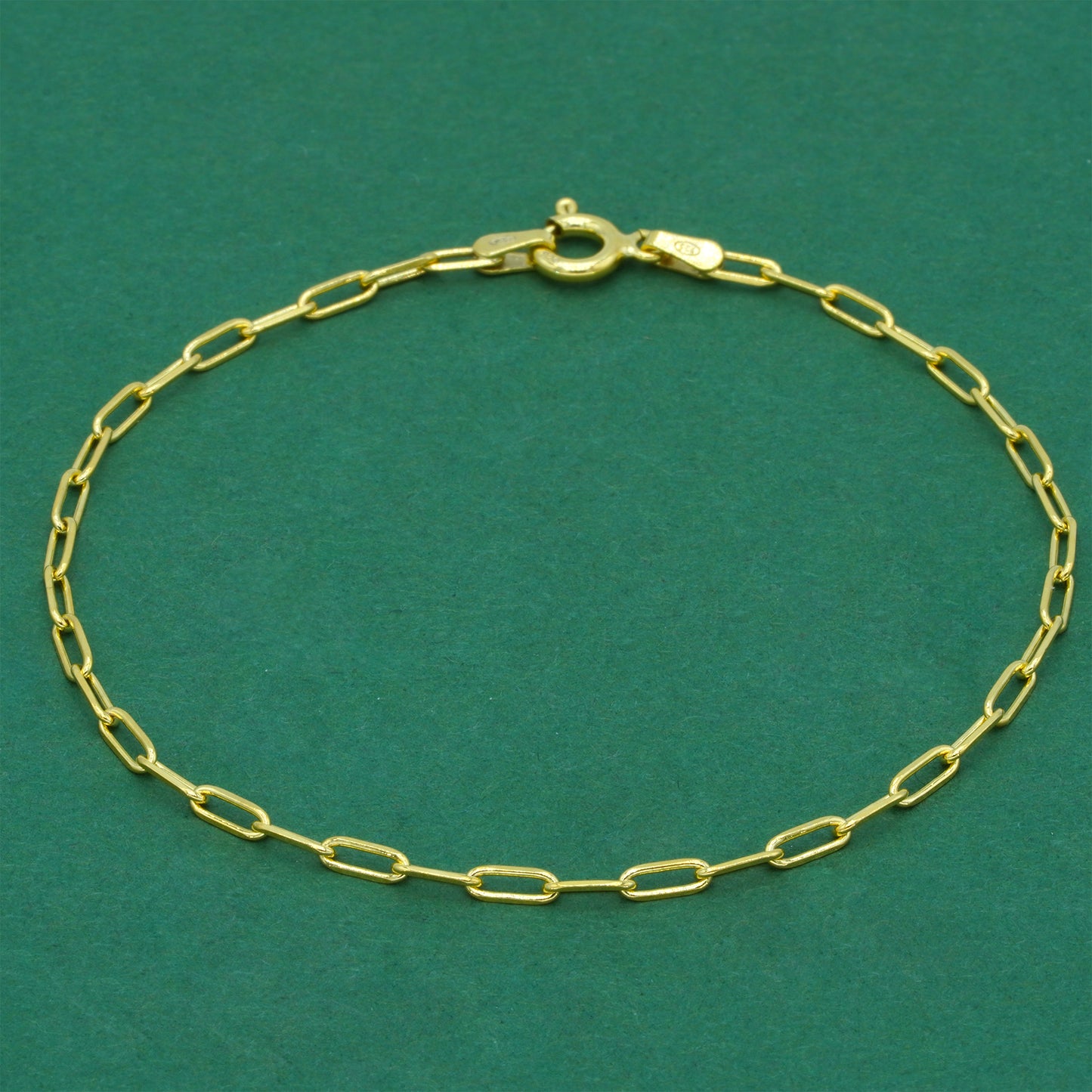 18k Gold Flash Plated Paperclip Chain Anklet, Minimal Elongated Link Gold Ankle Bracelet, Modern Everyday Jewellery