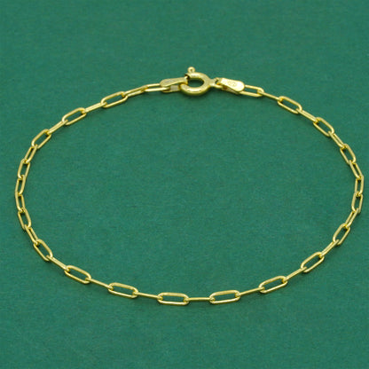 18k Gold Flash Plated Paperclip Chain Anklet, Minimal Elongated Link Gold Ankle Bracelet, Modern Everyday Jewellery