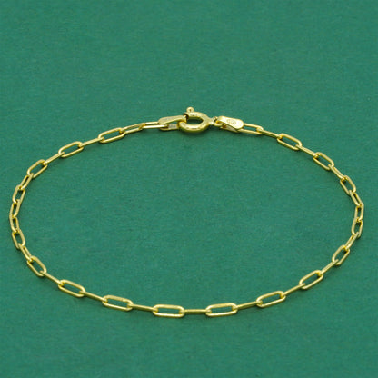 18k Gold Flash Plated Paperclip Chain Bracelet, Minimal Elongated Link Gold Bracelet, Modern Everyday Jewellery