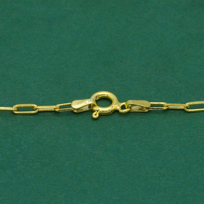 18k Gold Flash Plated Paperclip Chain Anklet, Minimal Elongated Link Gold Ankle Bracelet, Modern Everyday Jewellery