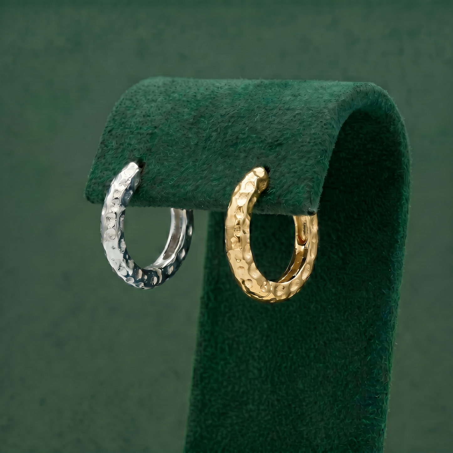 12mm Hammered Huggie Earrings